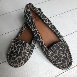 Lucky Brand leather leopard print moccasins 9.5